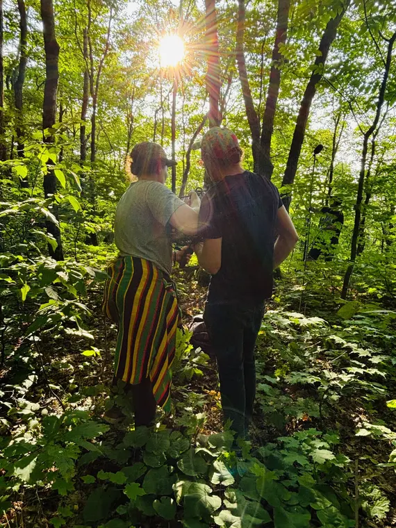 The Bruce Peninsula crew filming in the woods